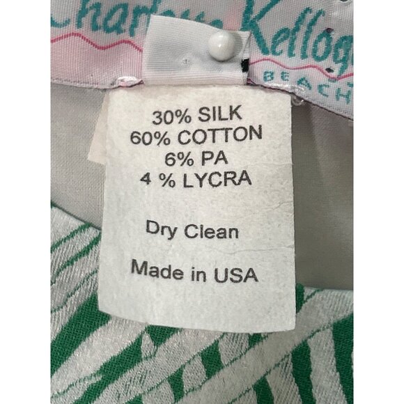 Charlollette Kellogg Green & White Tropical Print Sleeveless Dress Size 6 - Picture 7 of 7